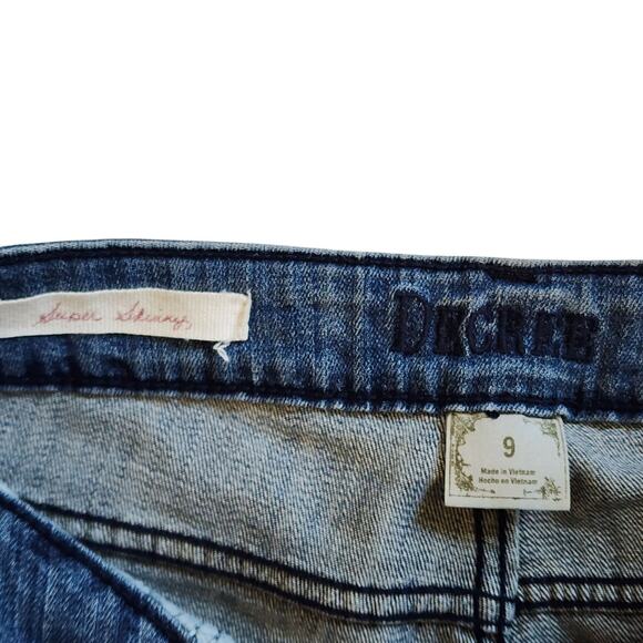 Decree Womens Super Skinny Jeans Size 9 Blue Distressed Low Rise Stretch - Picture 5 of 9